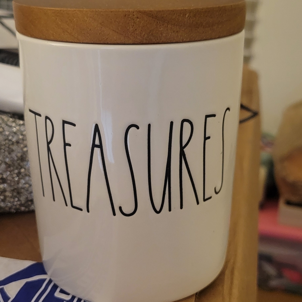 Rae Dunn White and Brown Treasures Canister